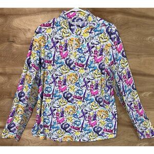 IBKUL Woman 2XL Long Sleeve Mock Neck Shirt Top Floral Stretch Golf Pickleball